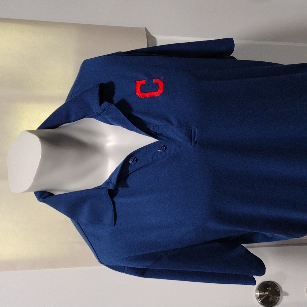 Port Authority Cleveland Indians Guardians mens blue and red polo. Medium. Mint